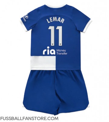 Atletico Madrid Thomas Lemar #11 Replik Auswärtstrikot Kinder 2023-24 Kurzarm (+ Kurze Hosen)
